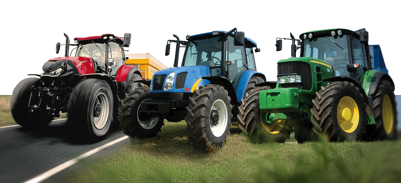Varios tractores y máquinas agrícolas de diferentes marcas y modelos se alineaban, representando la amplia gama de equipos para los que Sparex ofrece recambios originales.